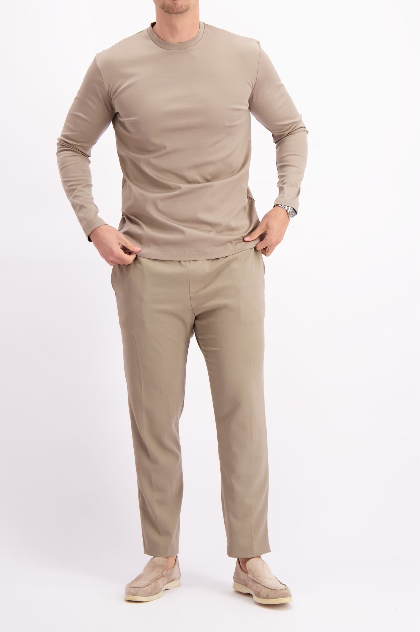 MERCERISED T-SHIRT LS | TAUPE