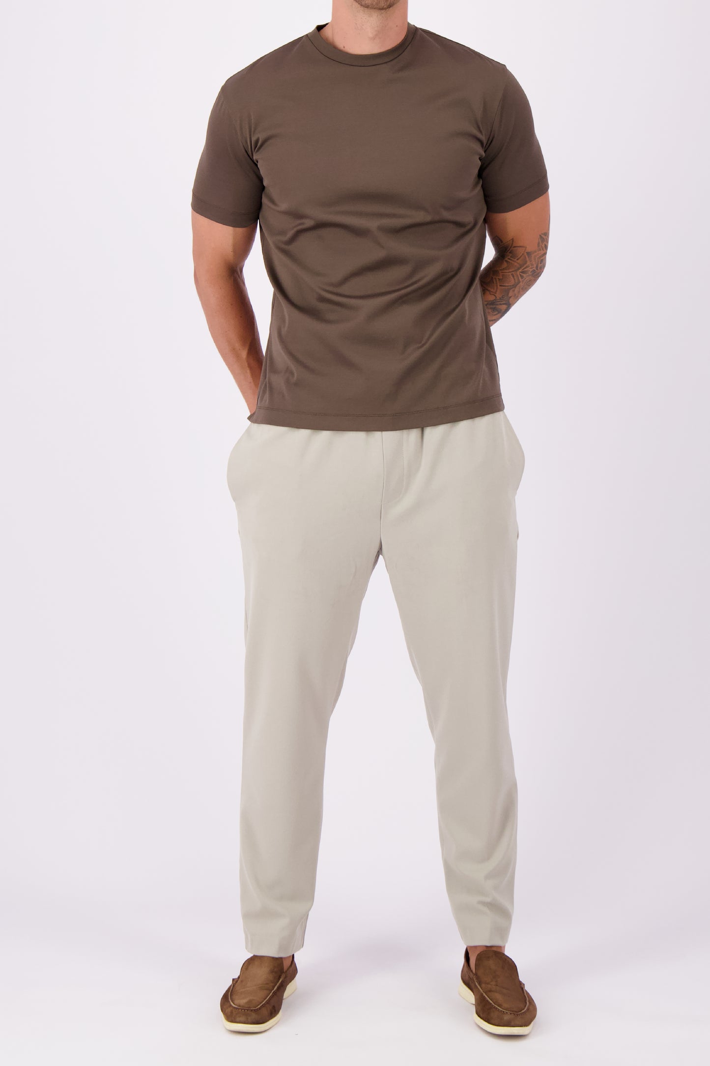 MERCERISED T-SHIRT | COFFEE