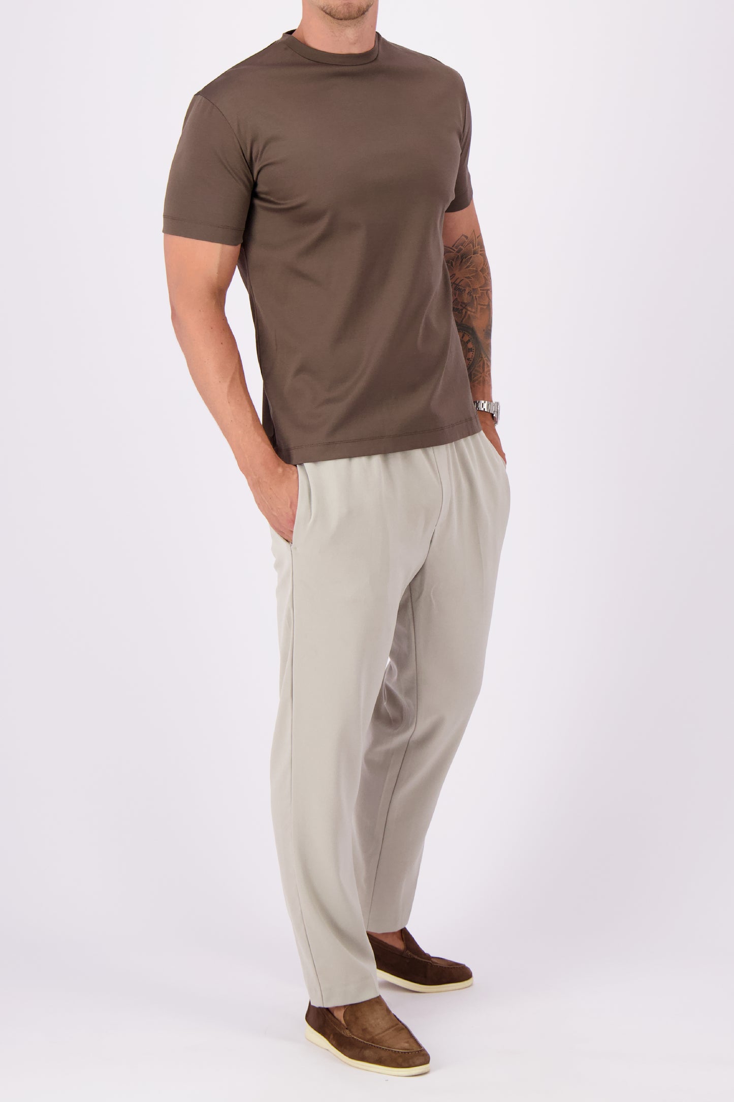 MERCERISED T-SHIRT | COFFEE