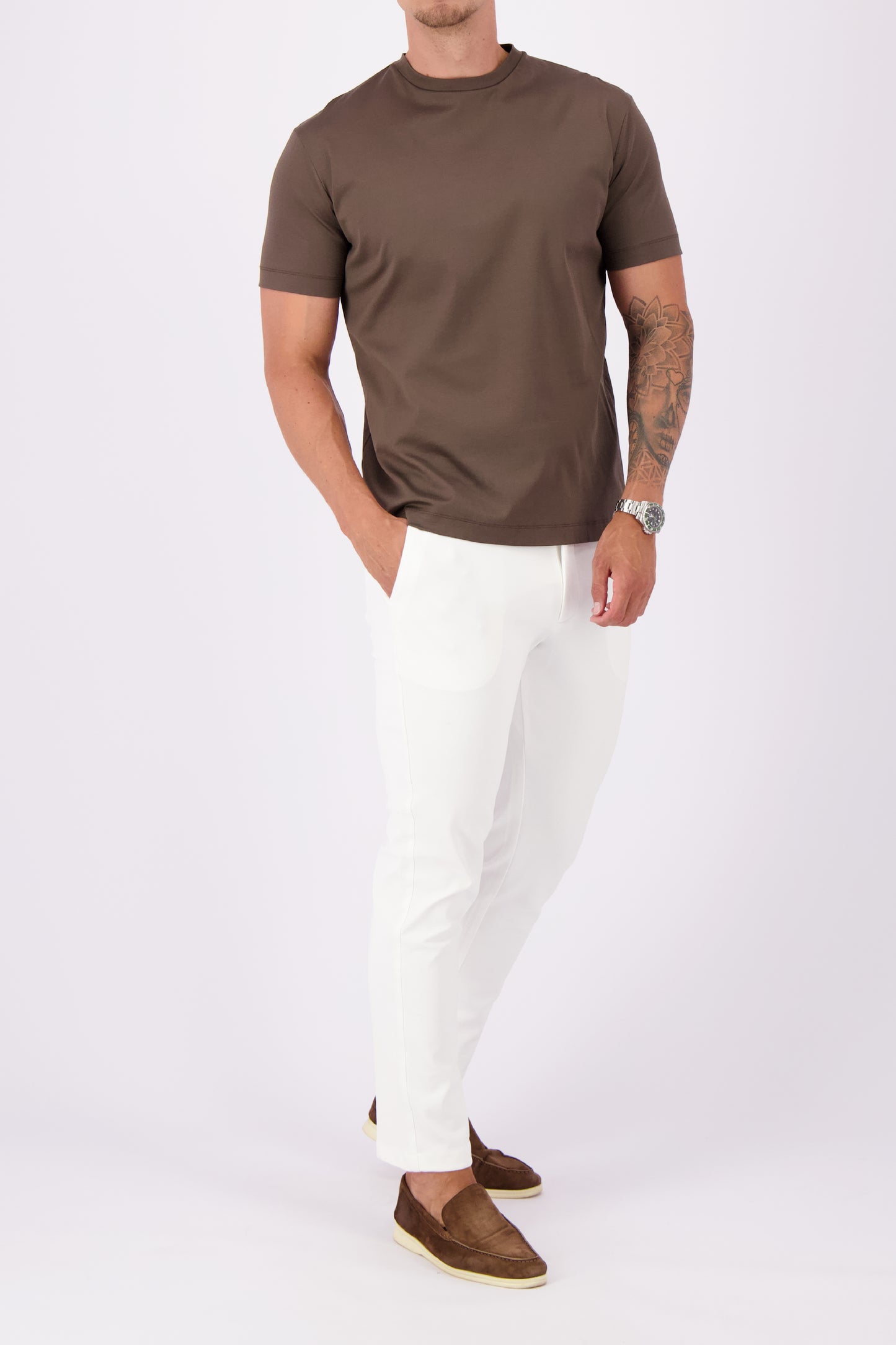 MERCERISED T-SHIRT | COFFEE