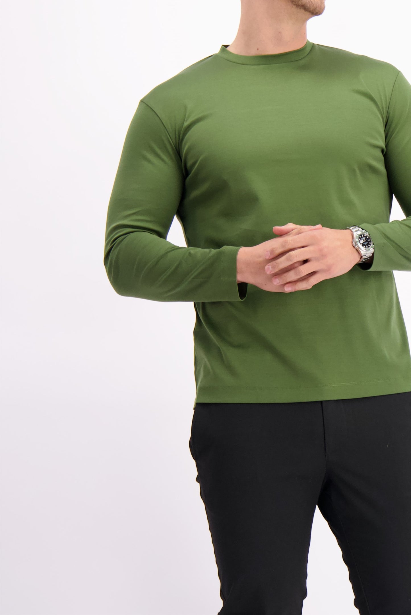 MERCERISED T-SHIRT LS | OLIVE