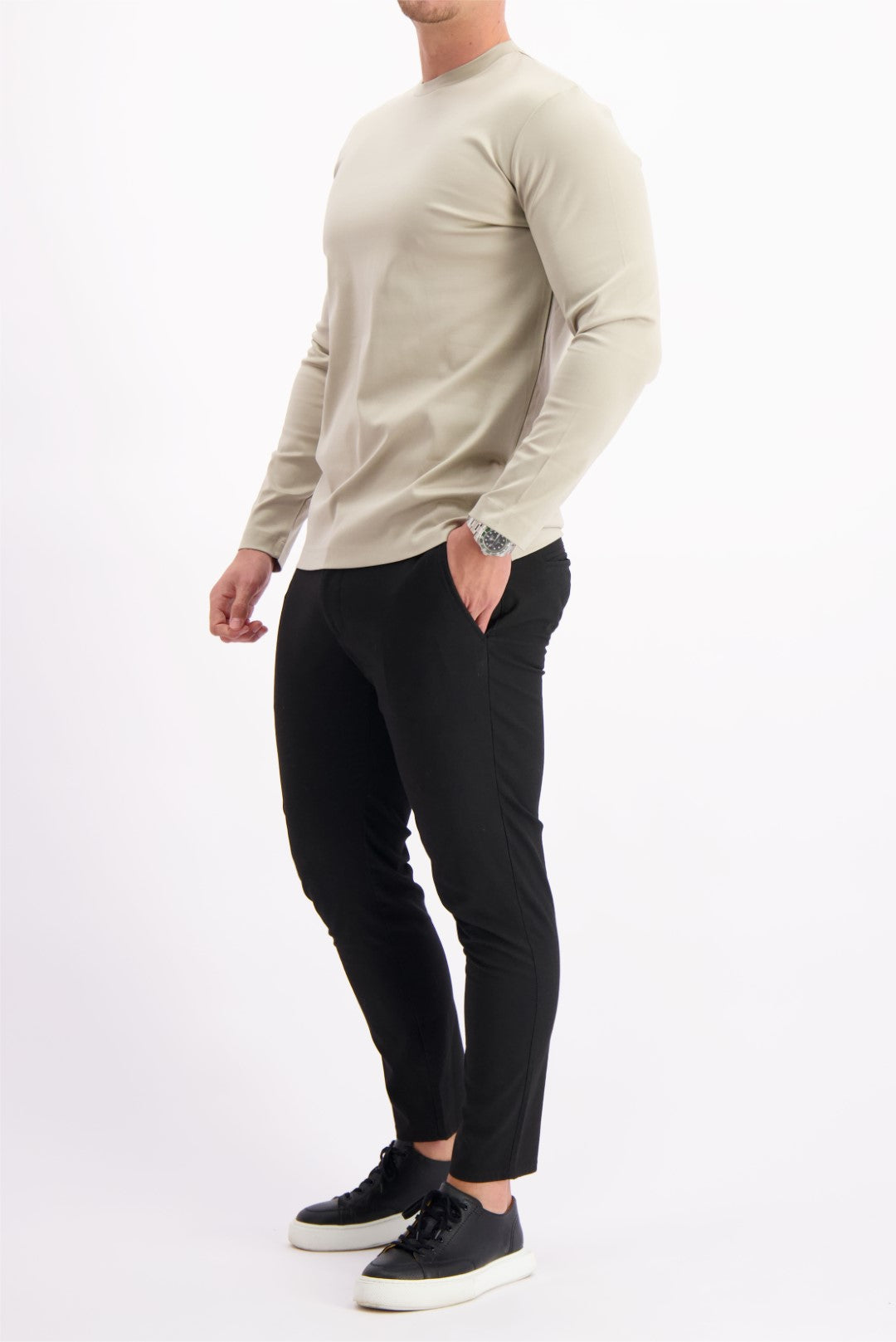 MERCERISED T-SHIRT LS | BEIGE