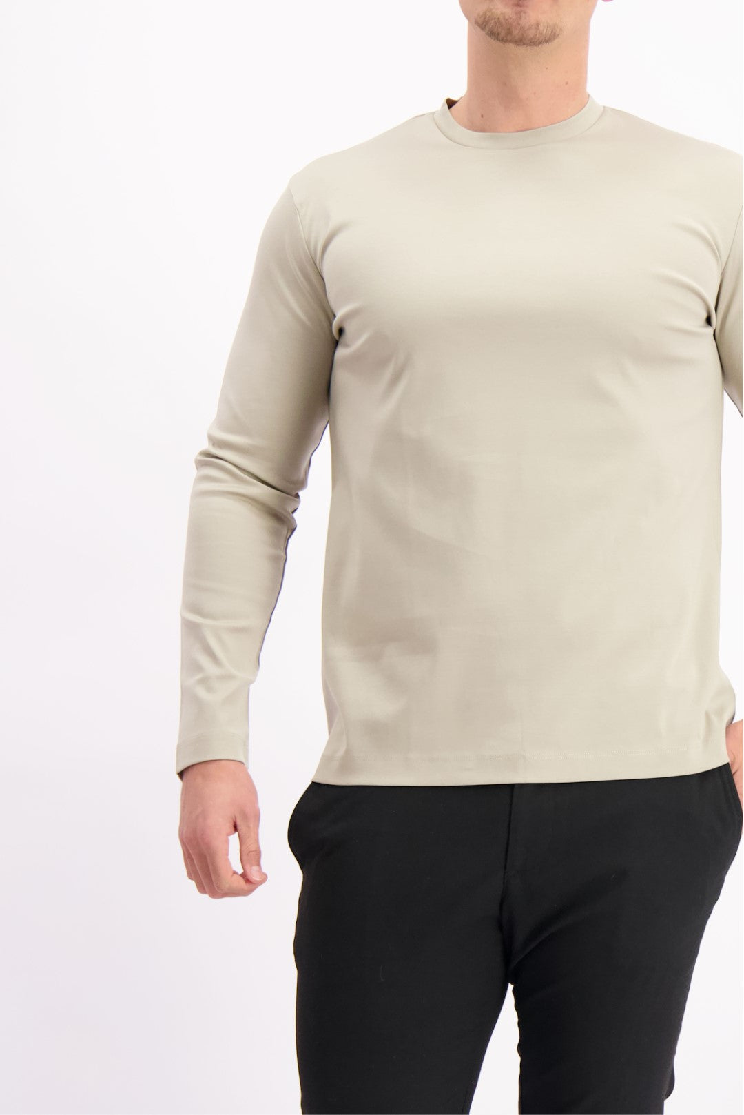 MERCERISED T-SHIRT LS | BEIGE