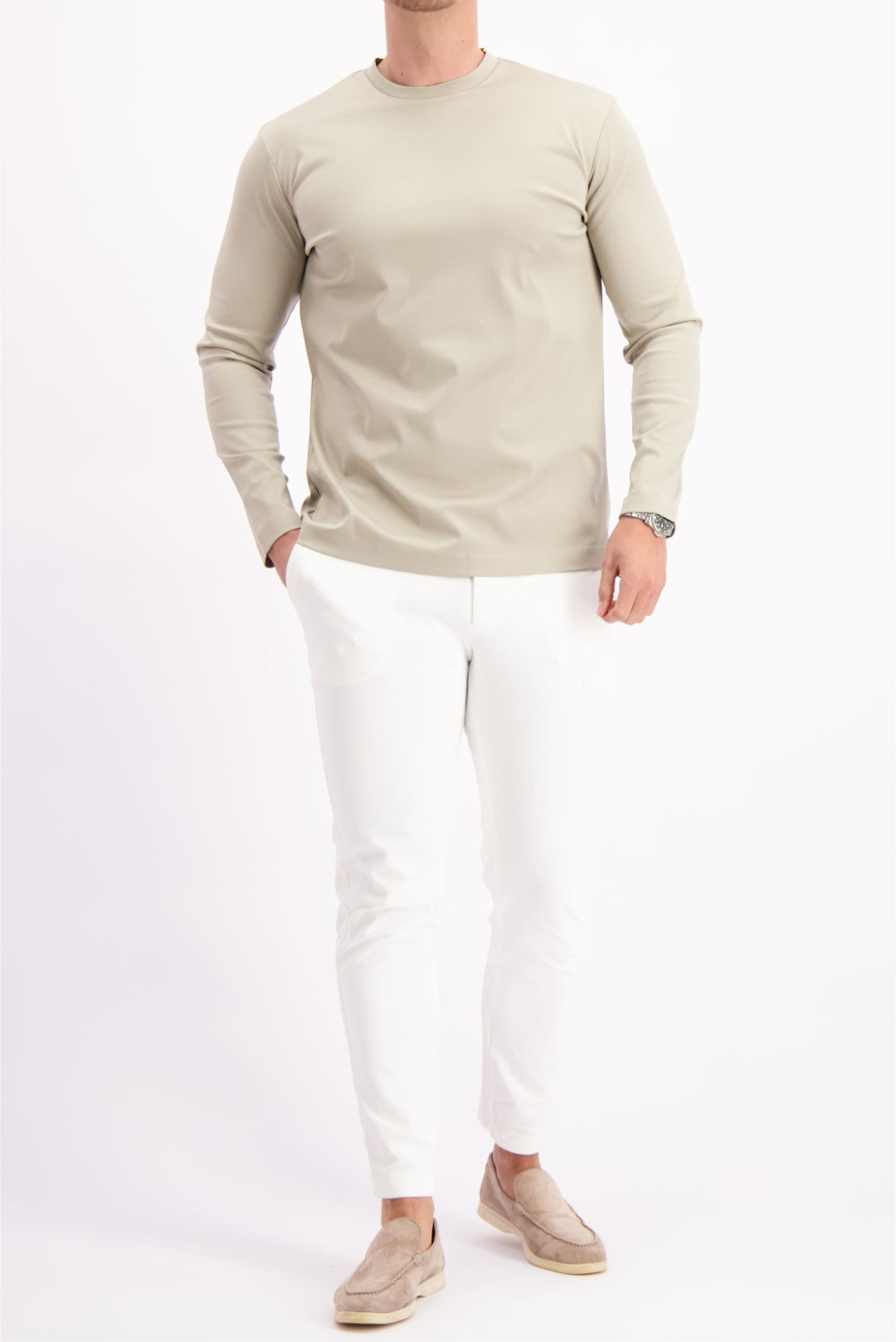 MERCERISED T-SHIRT LS | BEIGE
