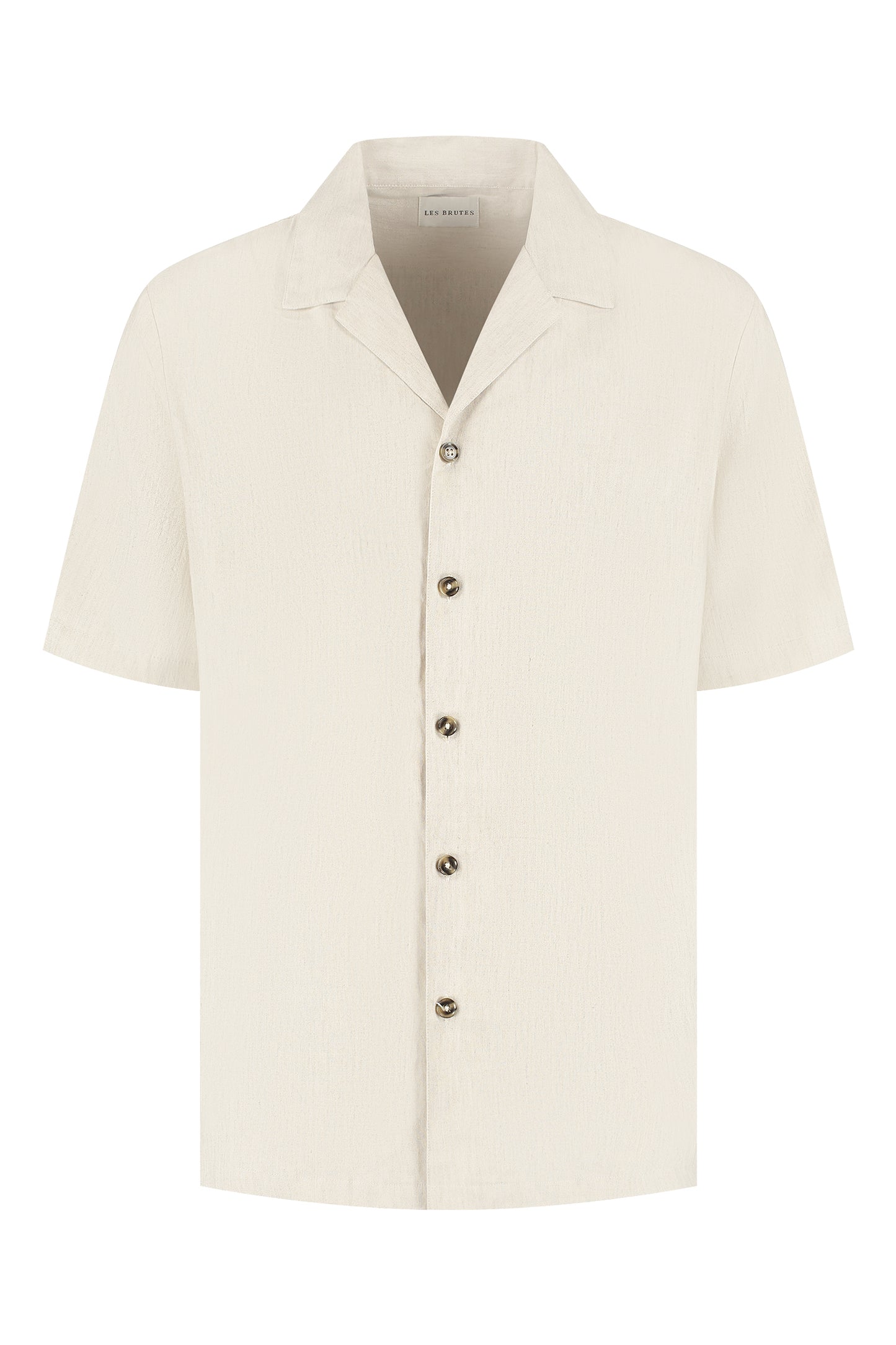 Linen shirt oatmeal white creme Linnen overhemd wit creme korte mouwen