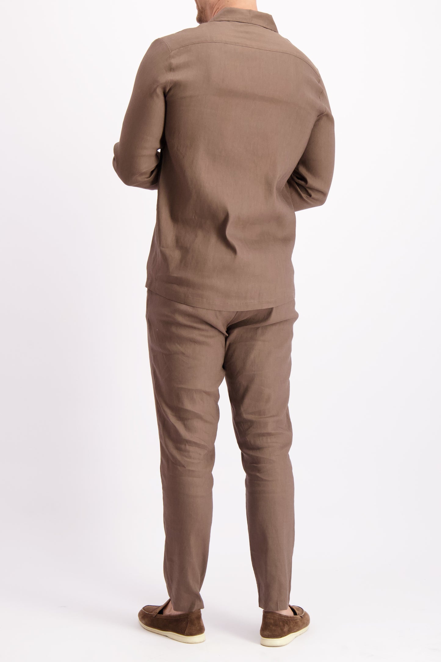 Linen set Cuban shirt Mocha heren linnen overhemd Les Brutes