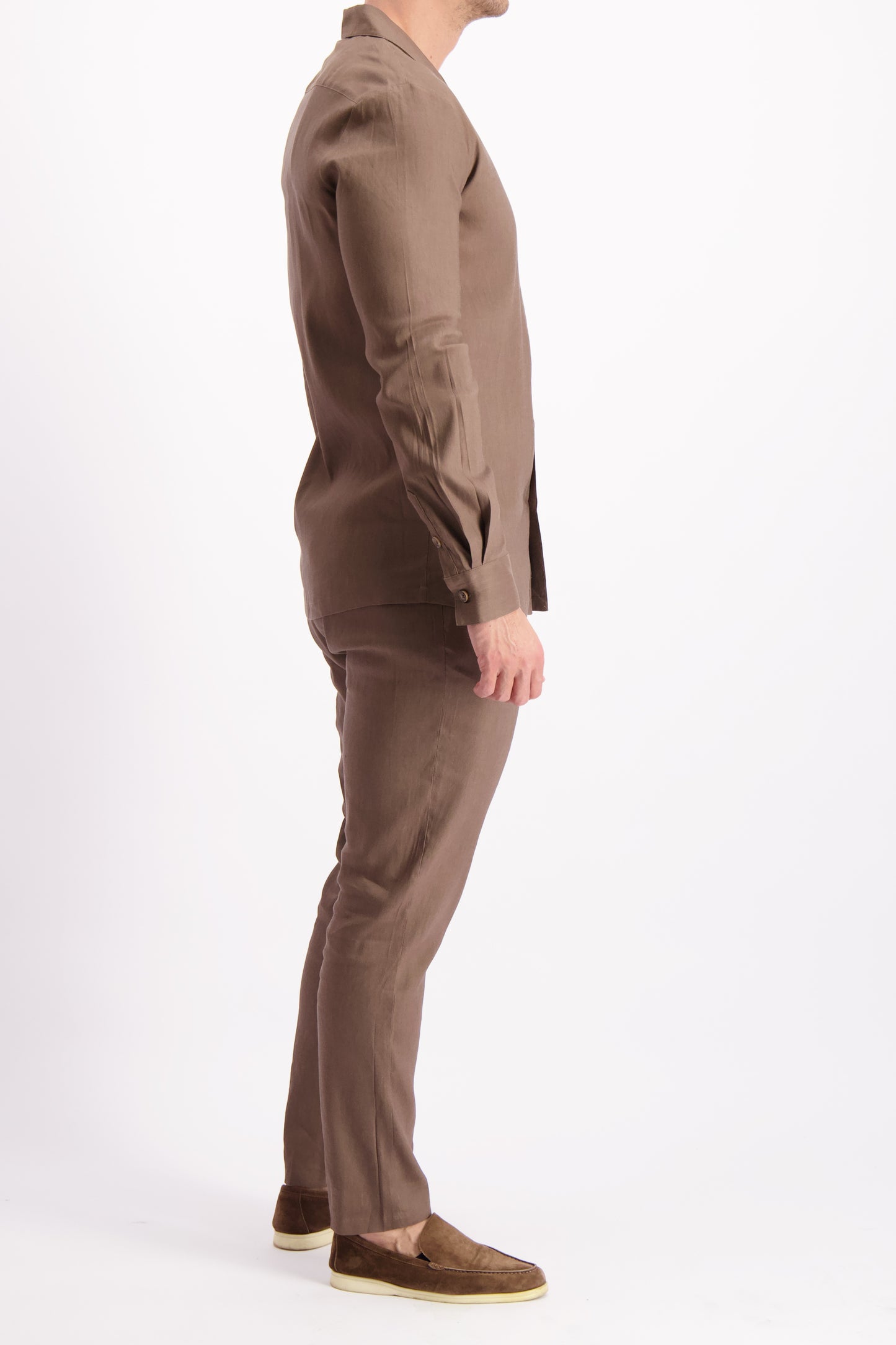 Linen set shirt Mocha heren linnen overhemd Les Brutes