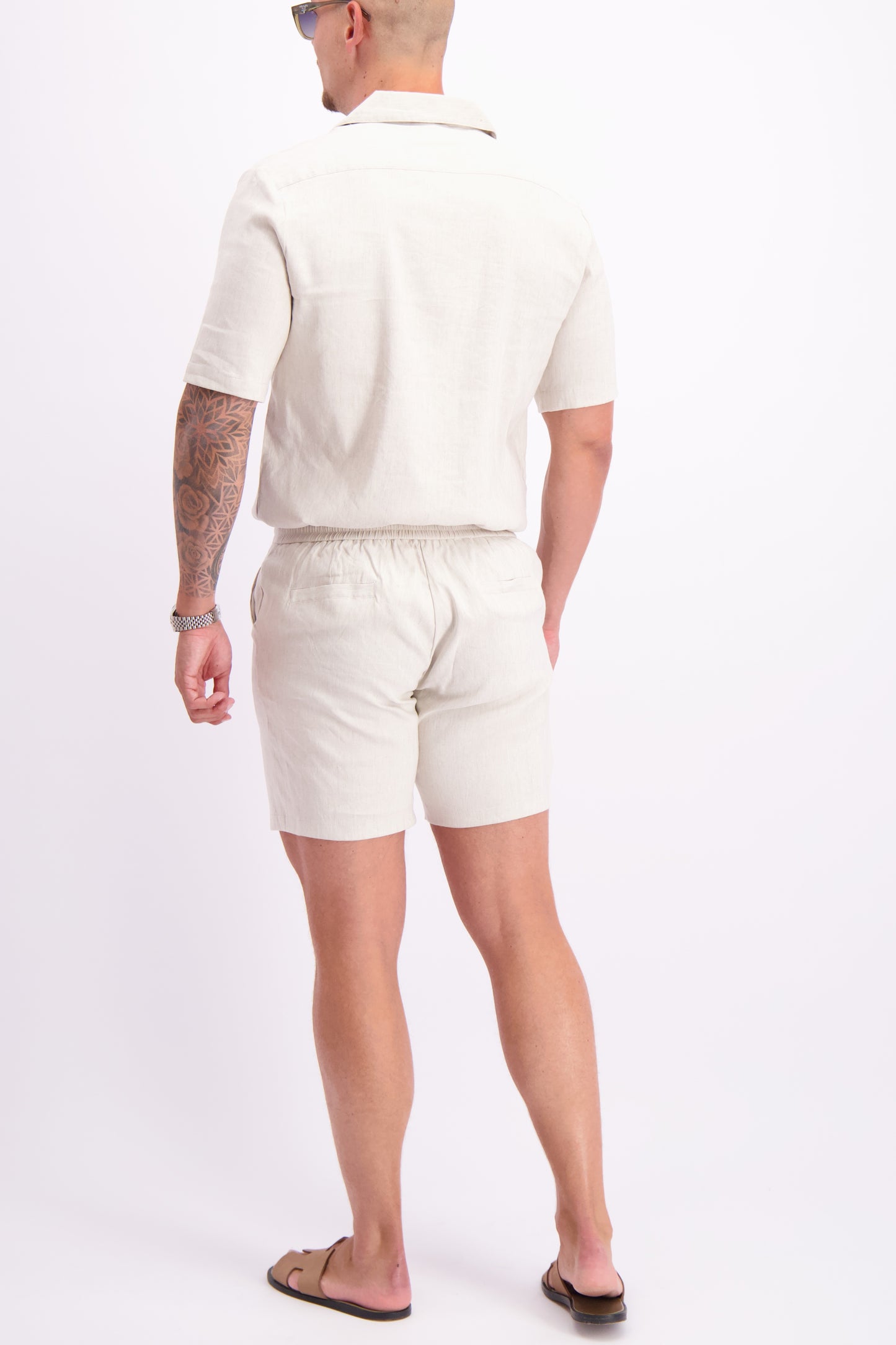 linen shirt summer oatmeal white creme linnen overhemd zomer wit linnen setje zomer