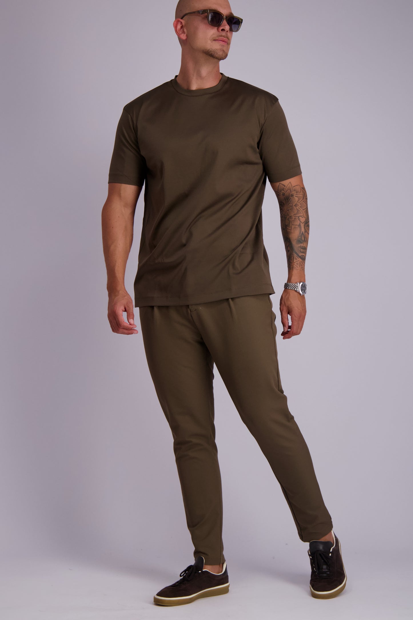 Les Brutes mercerised tshirt coffee brown glans t-shirt bruin