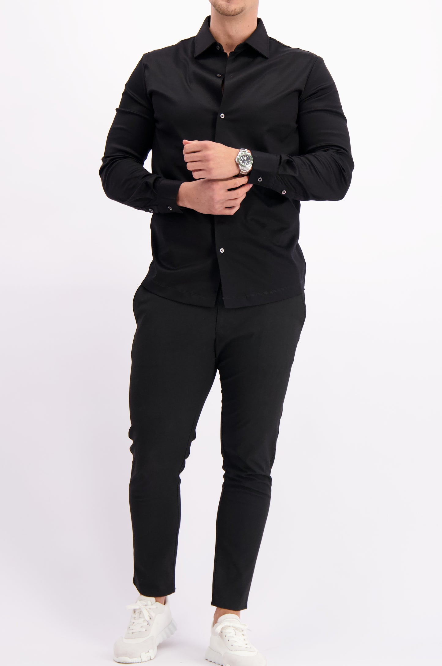 Les Brutes shirt black mercerised overhemd zwart mercerised