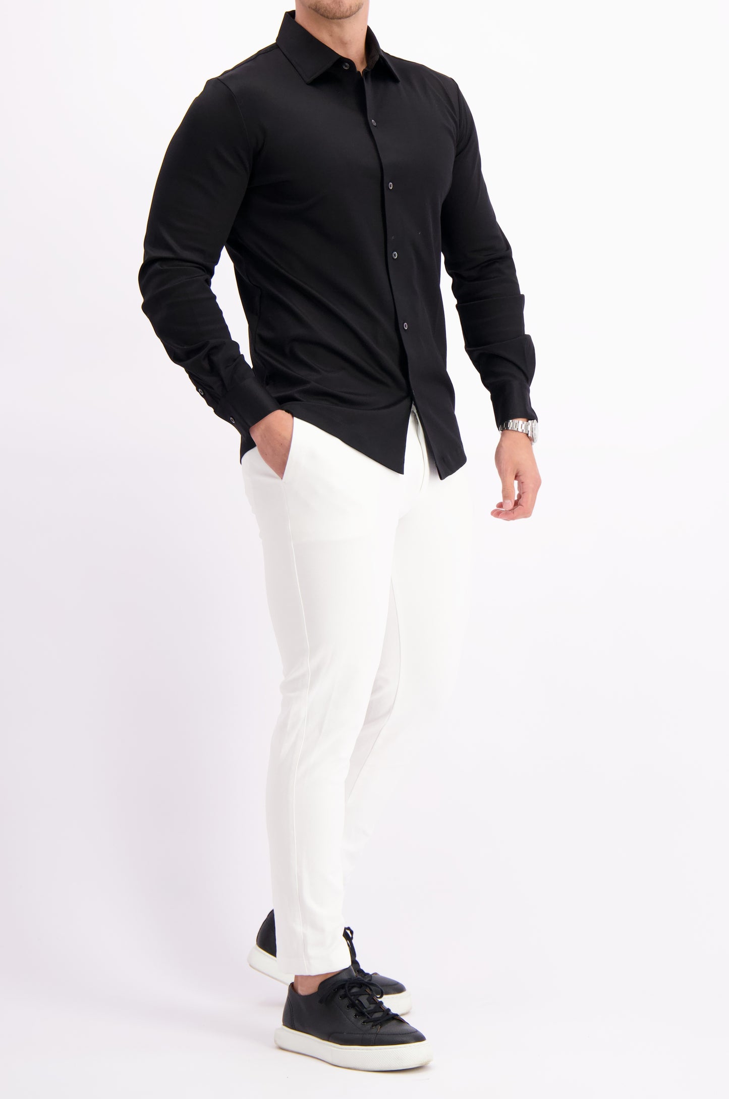 Les Brutes shirt black mercerised overhemd zwart mercerised