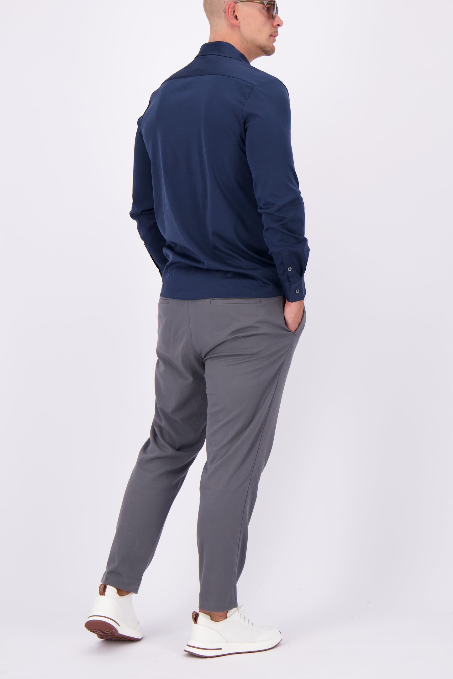 Les Brutes mercerised shirt dark blue navy formal shirt overhemd donkerblauw marine blauw