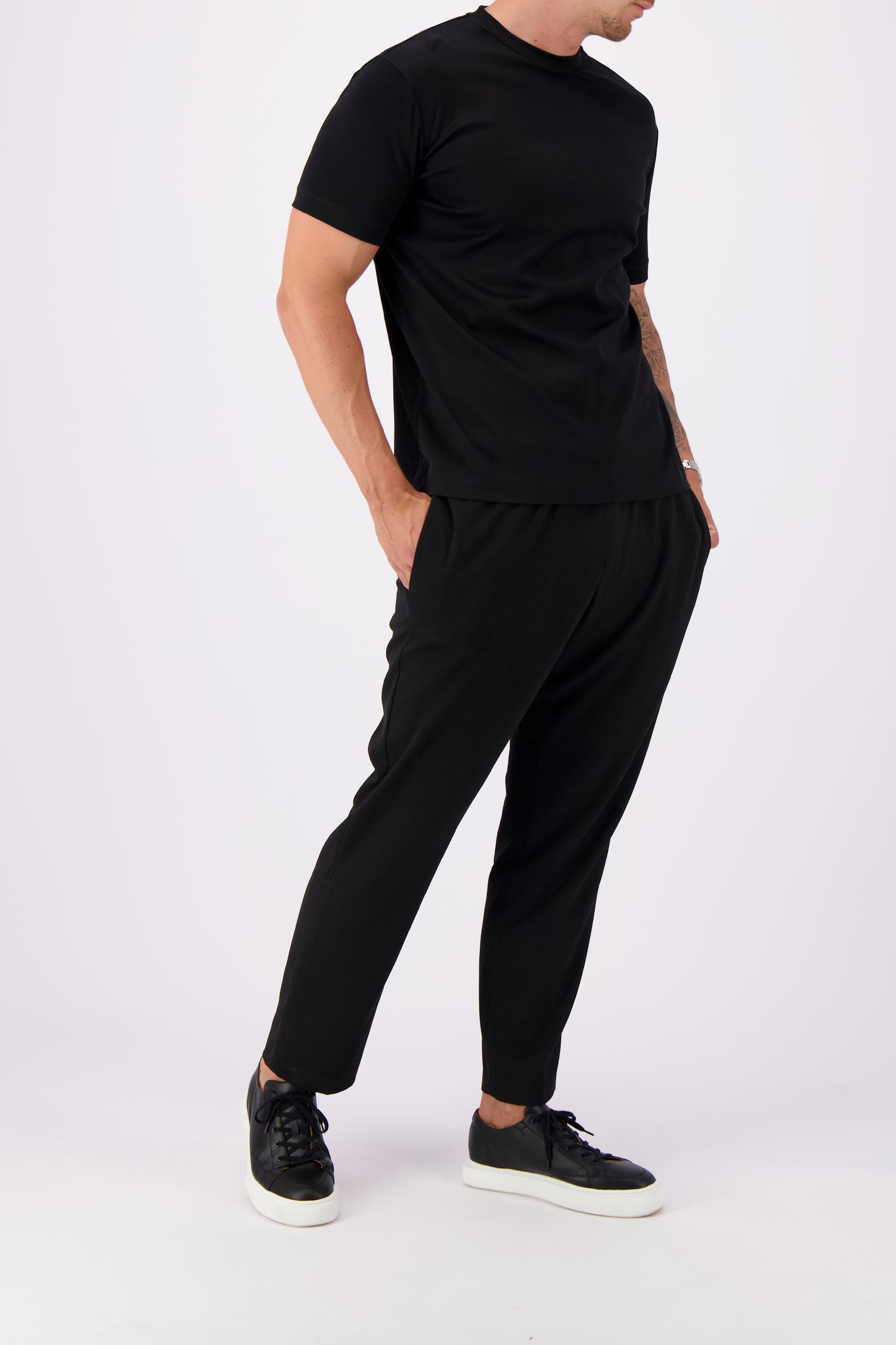 Les Brutes mercerised tshirt black glans t-shirt zwart