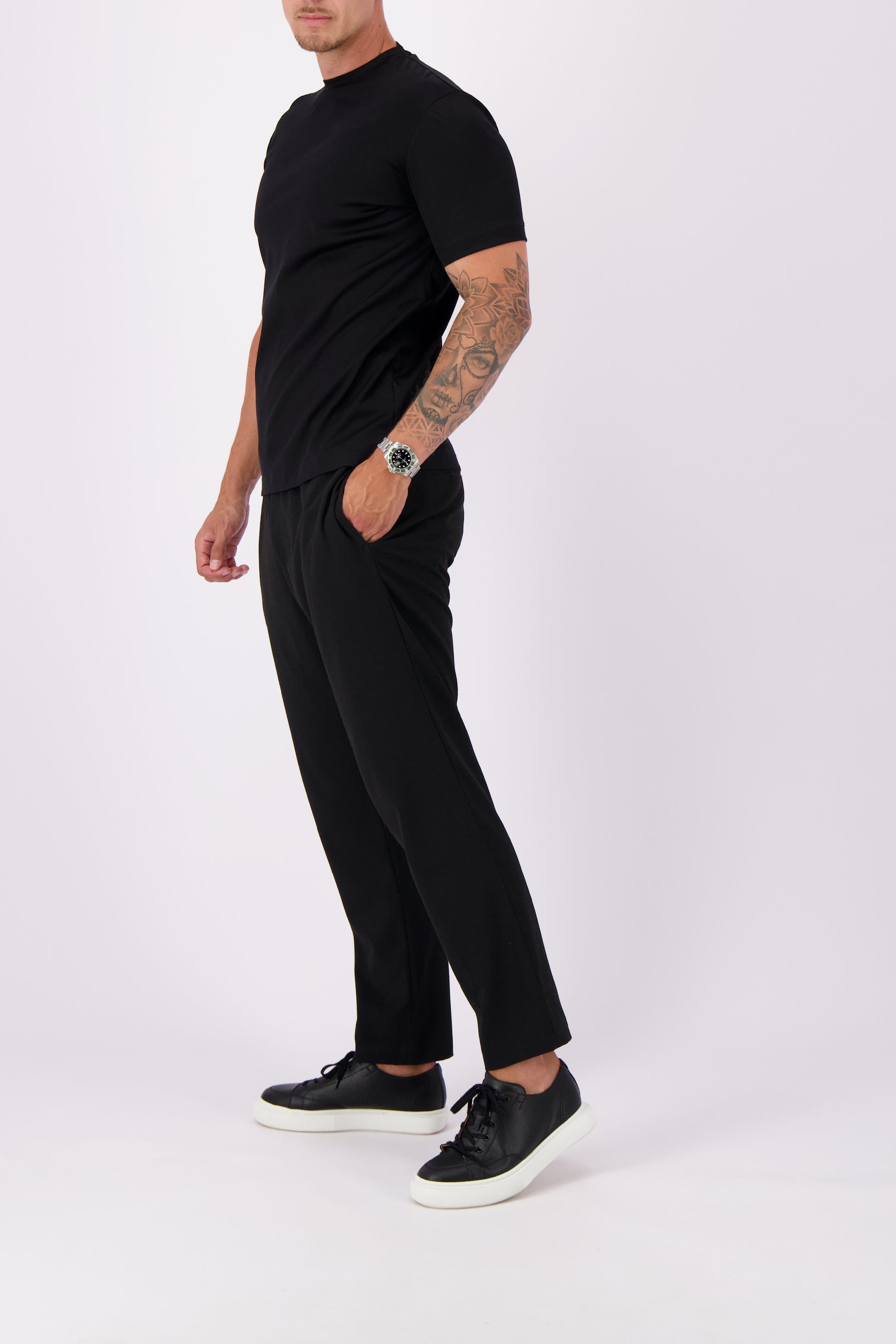 Les Brutes mercerised tshirt black glans t-shirt zwart