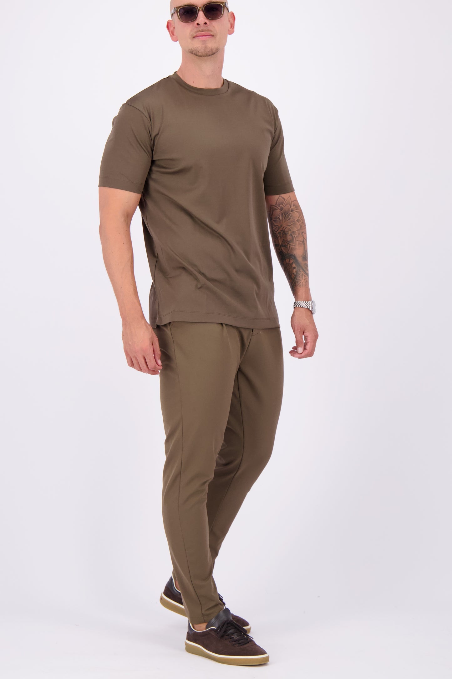 Les Brutes mercerised tshirt coffee brown glans t-shirt bruin