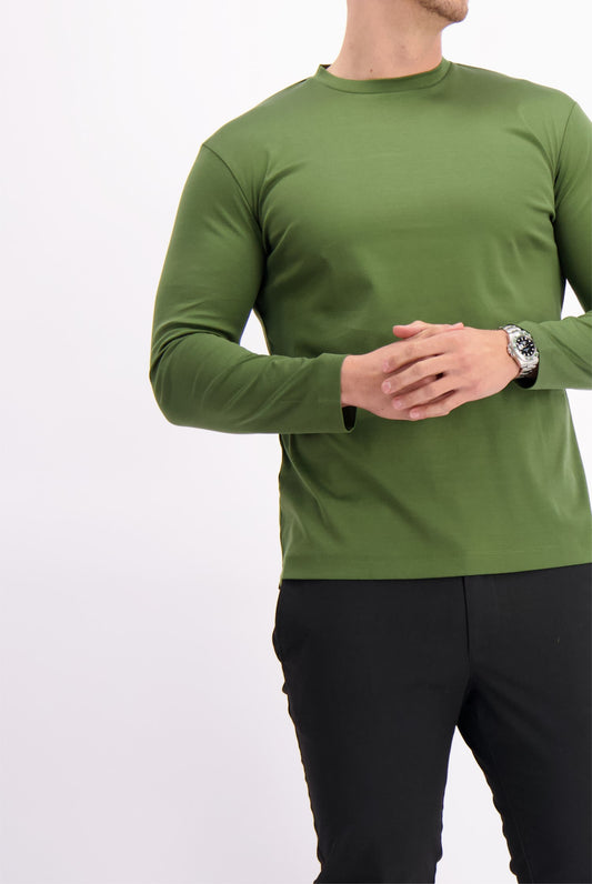 Les Brutes t-shirt longsleeve green tshirt lange mouw groen mercerised