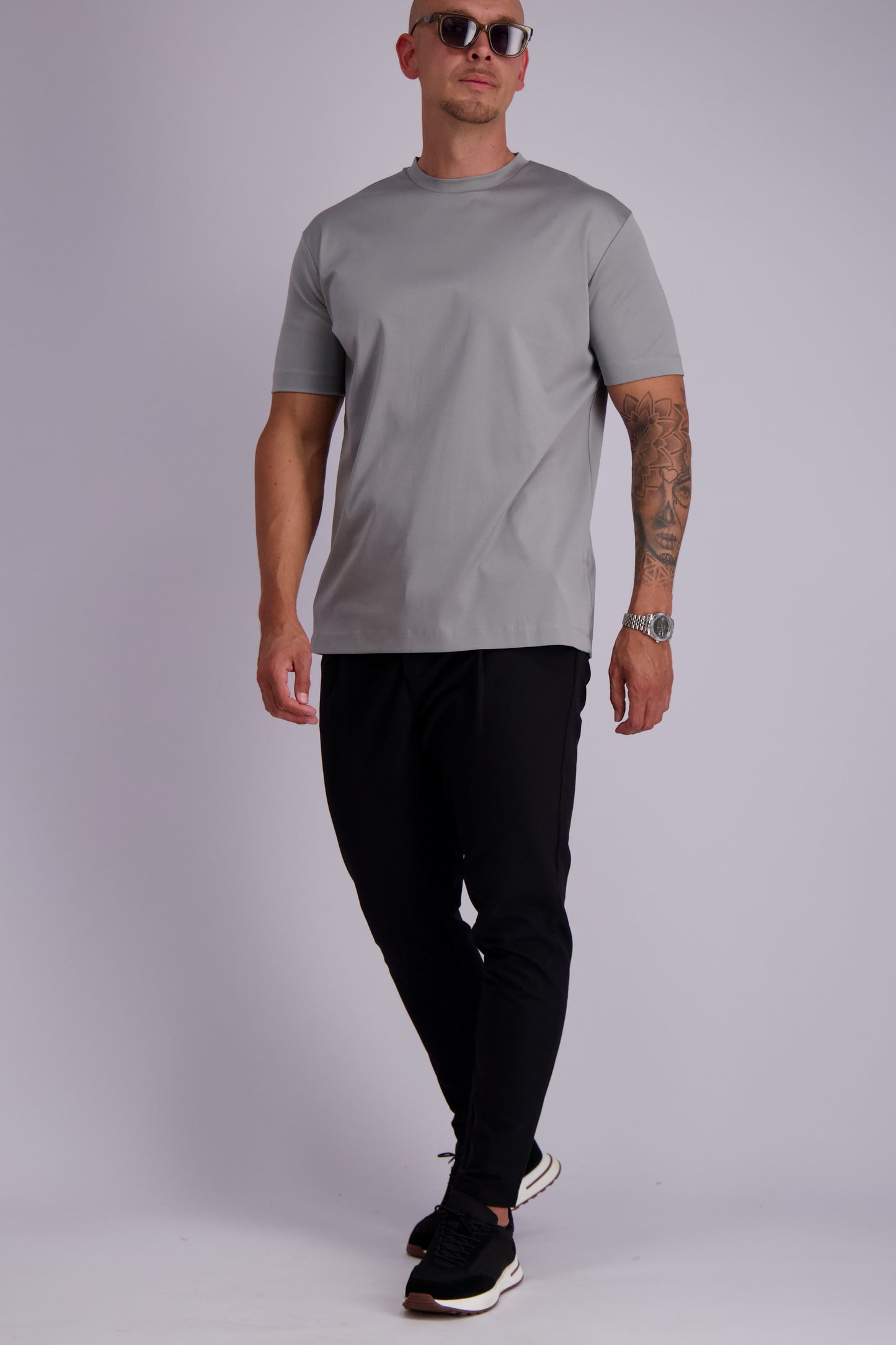 Les Brutes mercerised tshirt light grey glans tshirt lichtgrijs