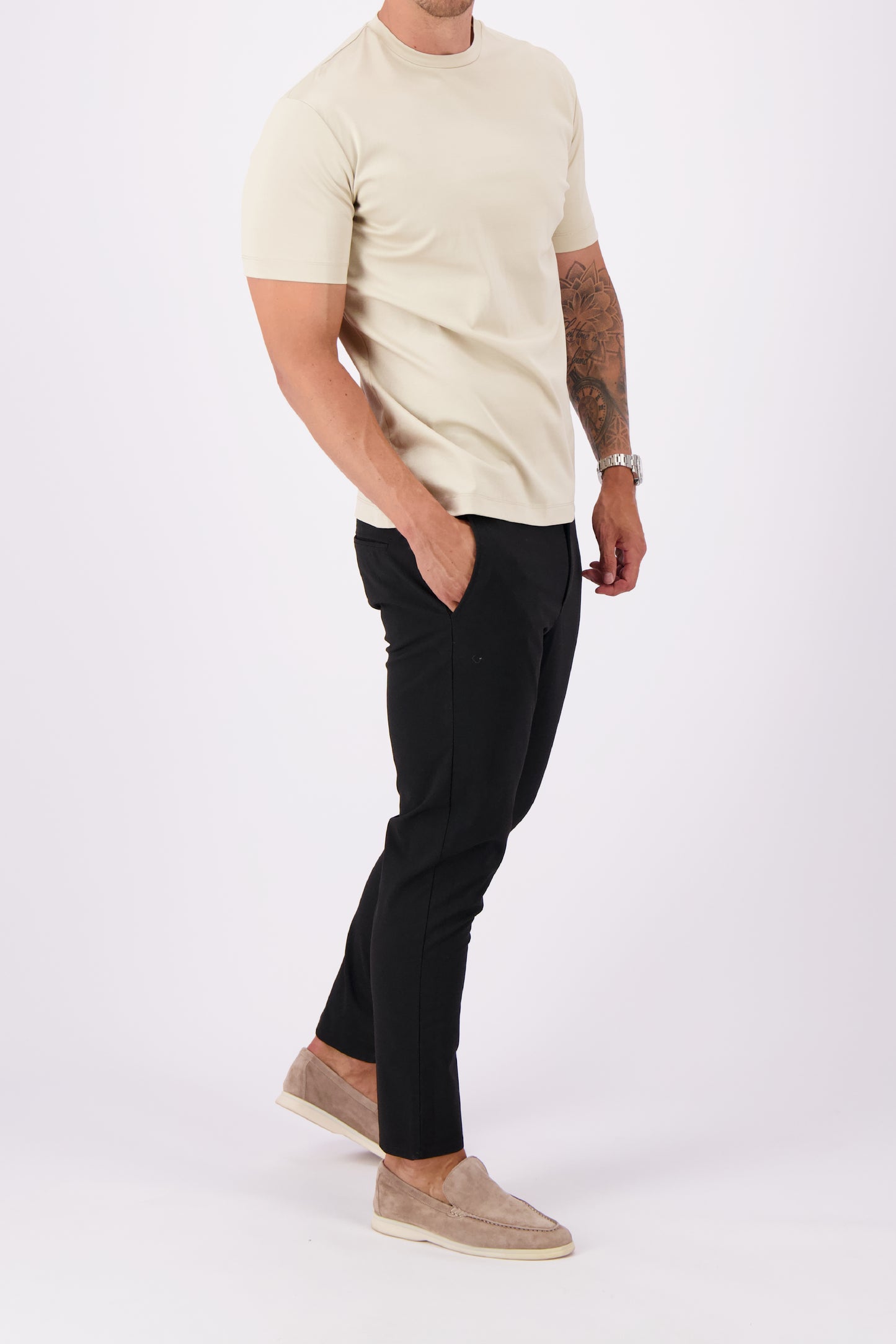 Les Brutes mercerised tshirt sand creme beige glans t-shirt creme beige