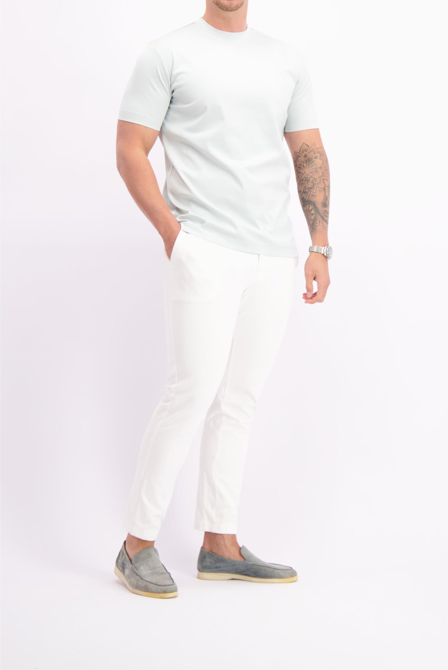 Tshirt blue lightblue summer tshirt zomers shirt lichtblauw wit mercerised