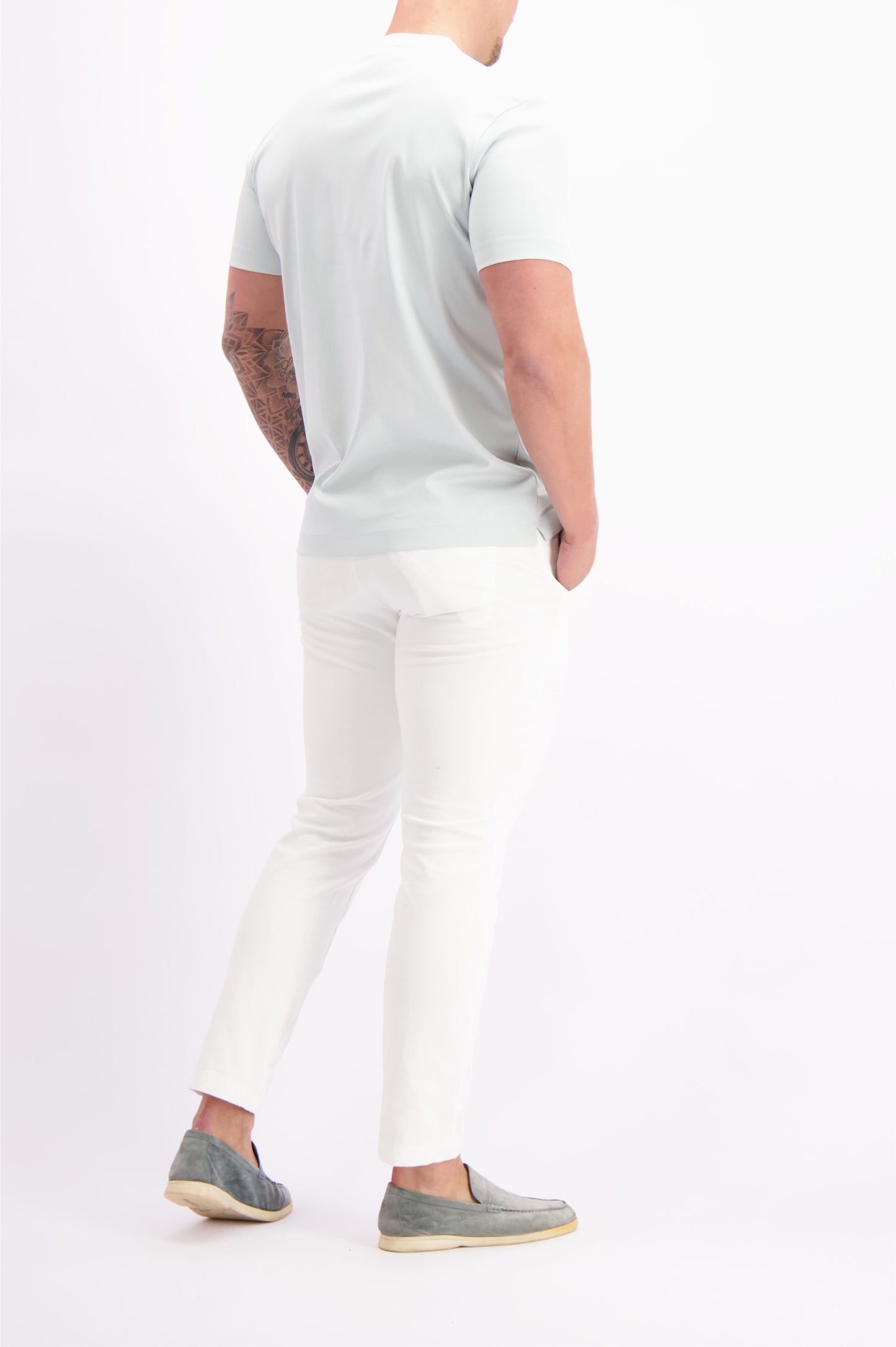 Tshirt mercerised blue lightblue summer tshirt zomers glans tshirt lichtblauw wit mercerised