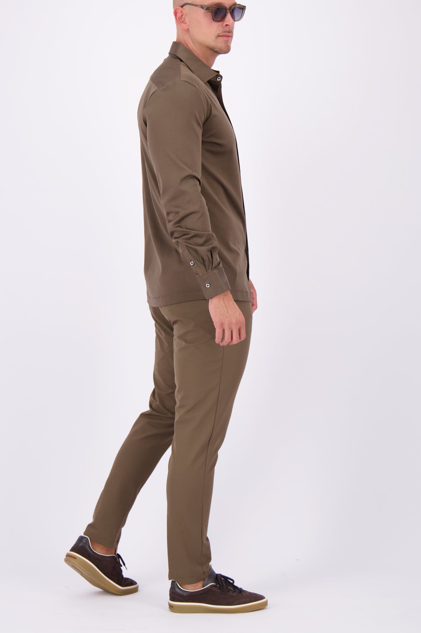 Les Brutes mercerised classic shirt coffee brown formal shirt overhemd bruin donkerbruin