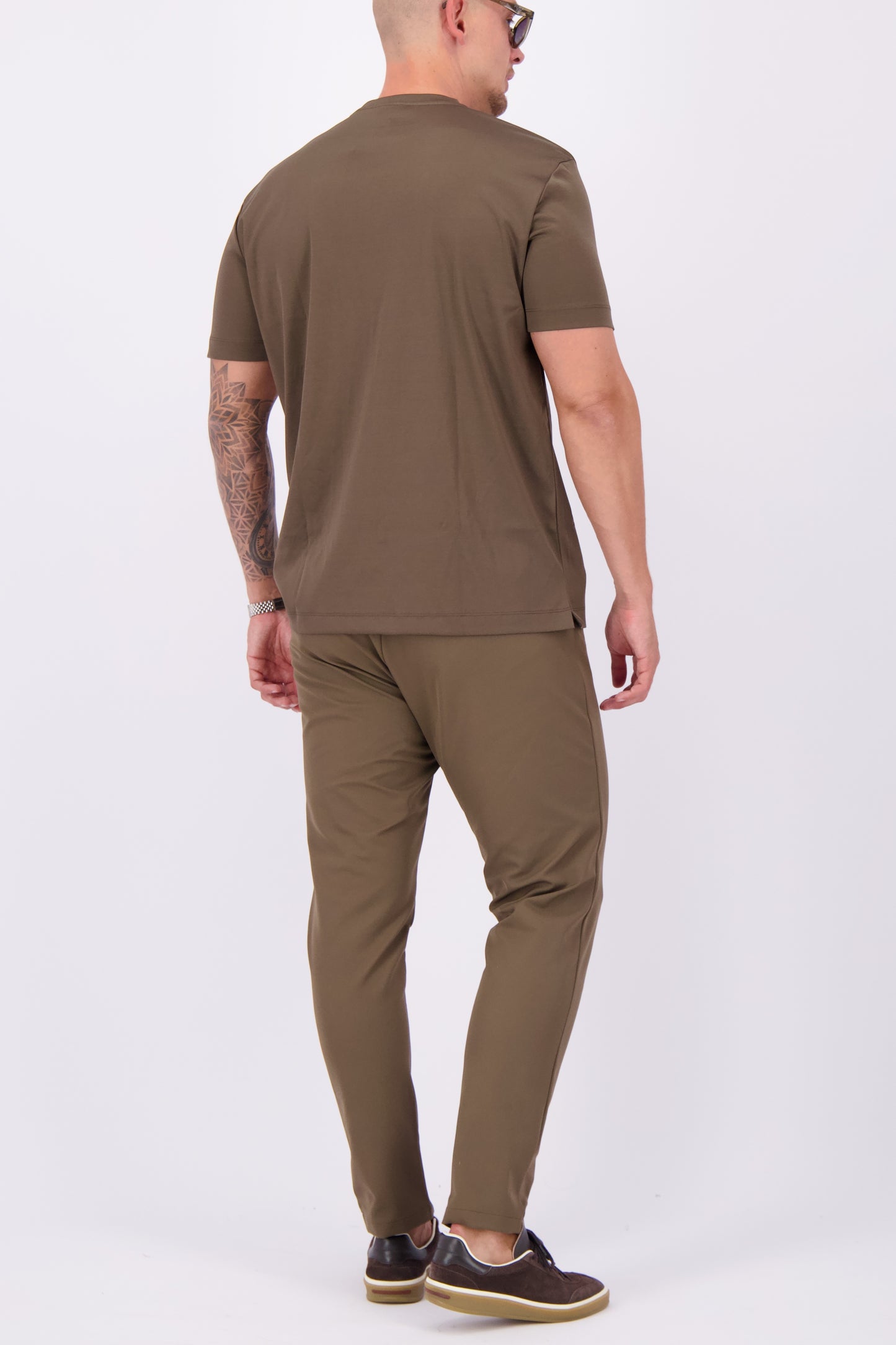Les Brutes mercerised tshirt coffee brown glans t-shirt bruin