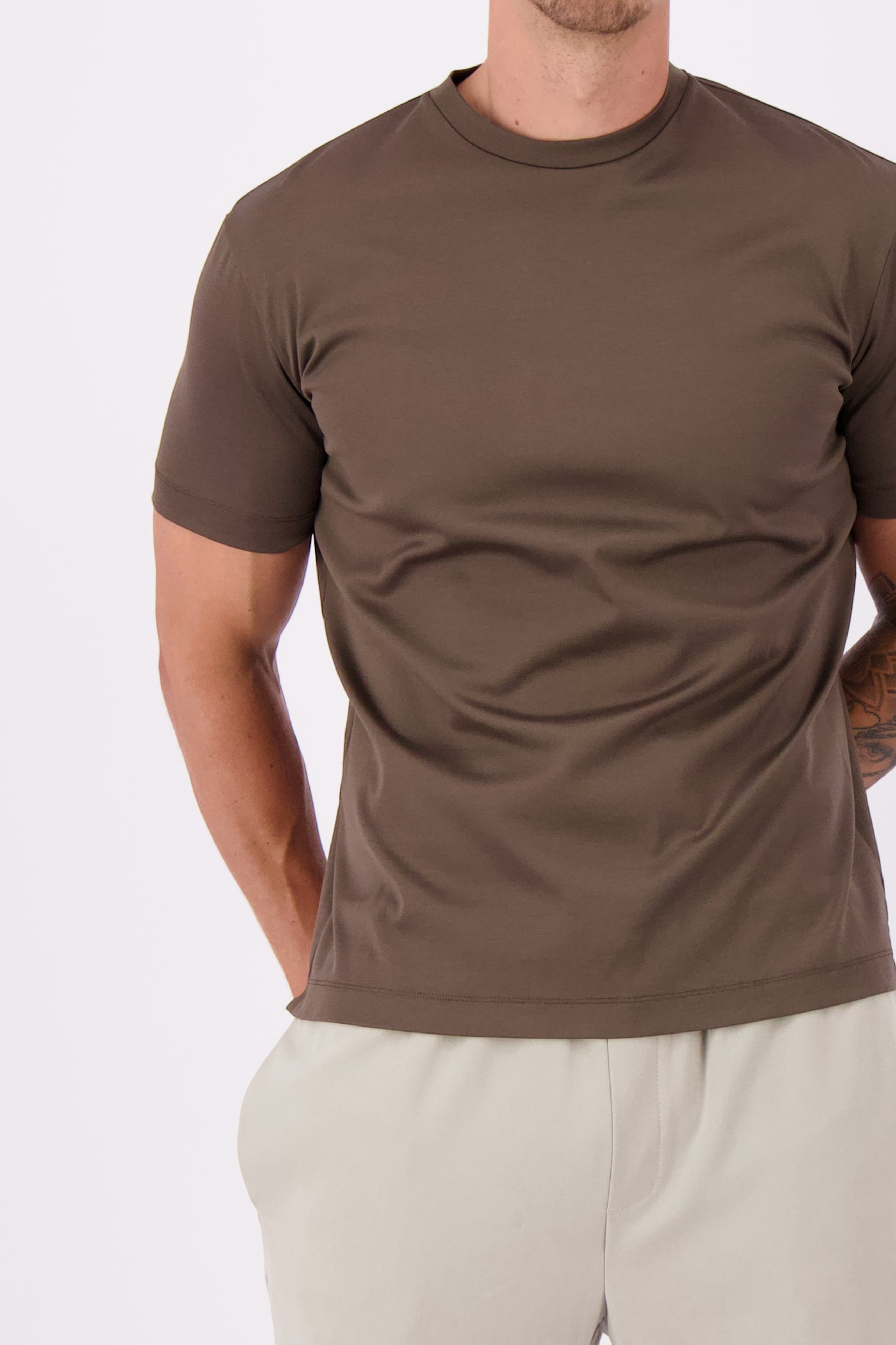 MERCERISED T-SHIRT | COFFEE
