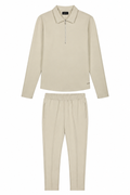 Les Brutes matching set with polo and trousers in Beige. Timeless fashion for men with a smart casual look