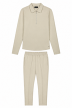 Les Brutes matching set with polo and trousers in Beige. Timeless fashion for men with a smart casual look