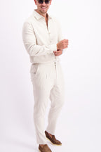 Les Brutes linen shirt pantalon linen trouser oatmeal white linnen overhemd broek wit creme beige linnen set