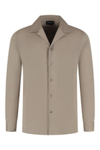 Les Brutes overhemd taupe shirt in taupe cuban collar mercerised shirt glans overhemd