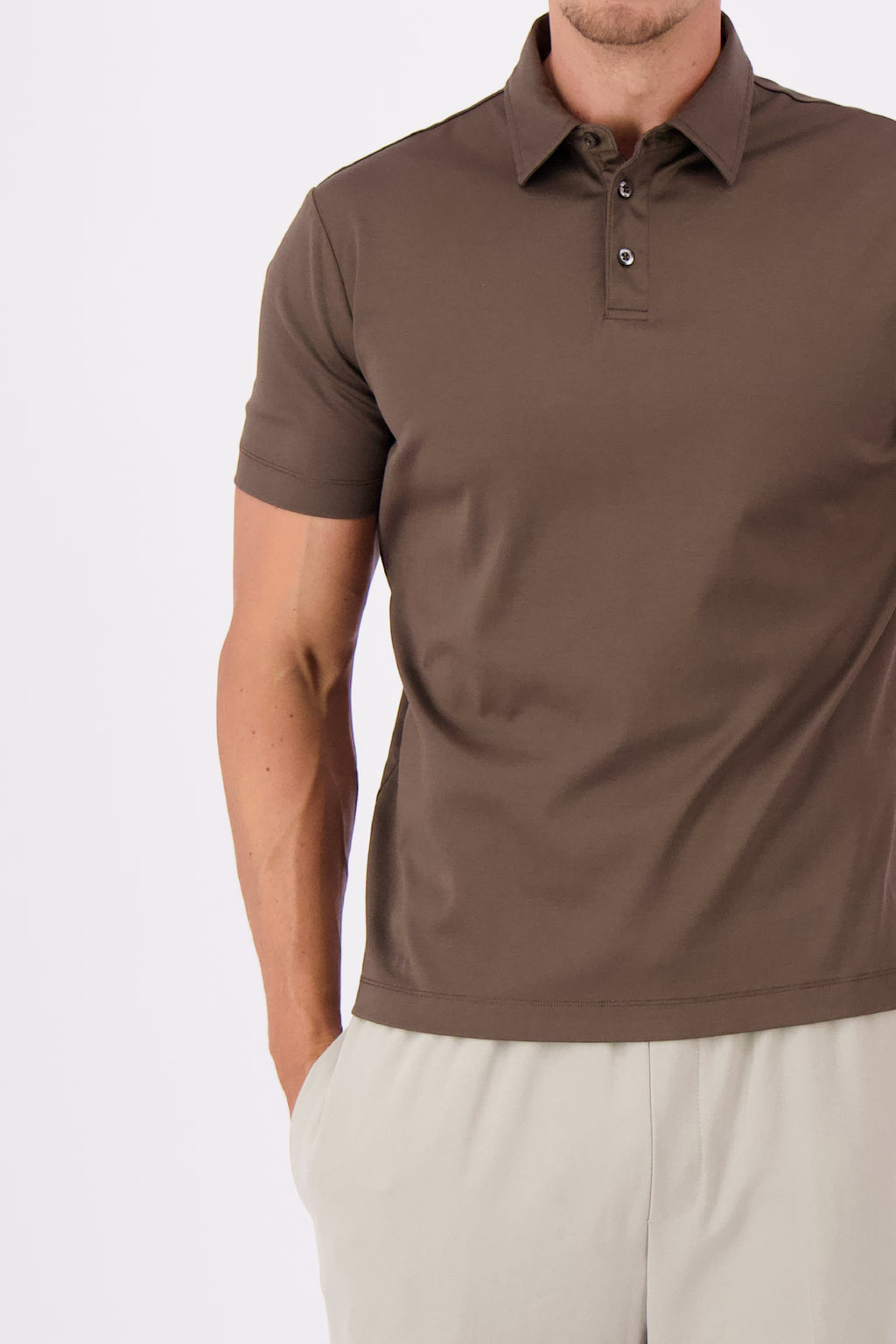 Mercerised polo coffee polo bruin heren
