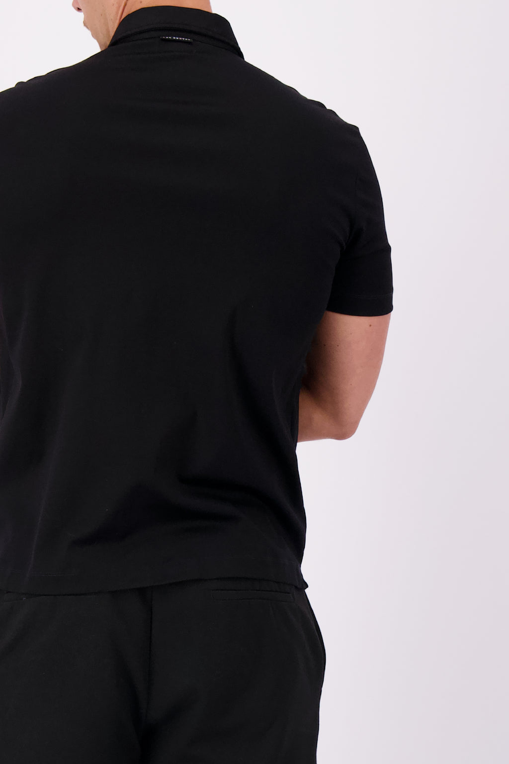 Mercerised polo black polo zwart heren