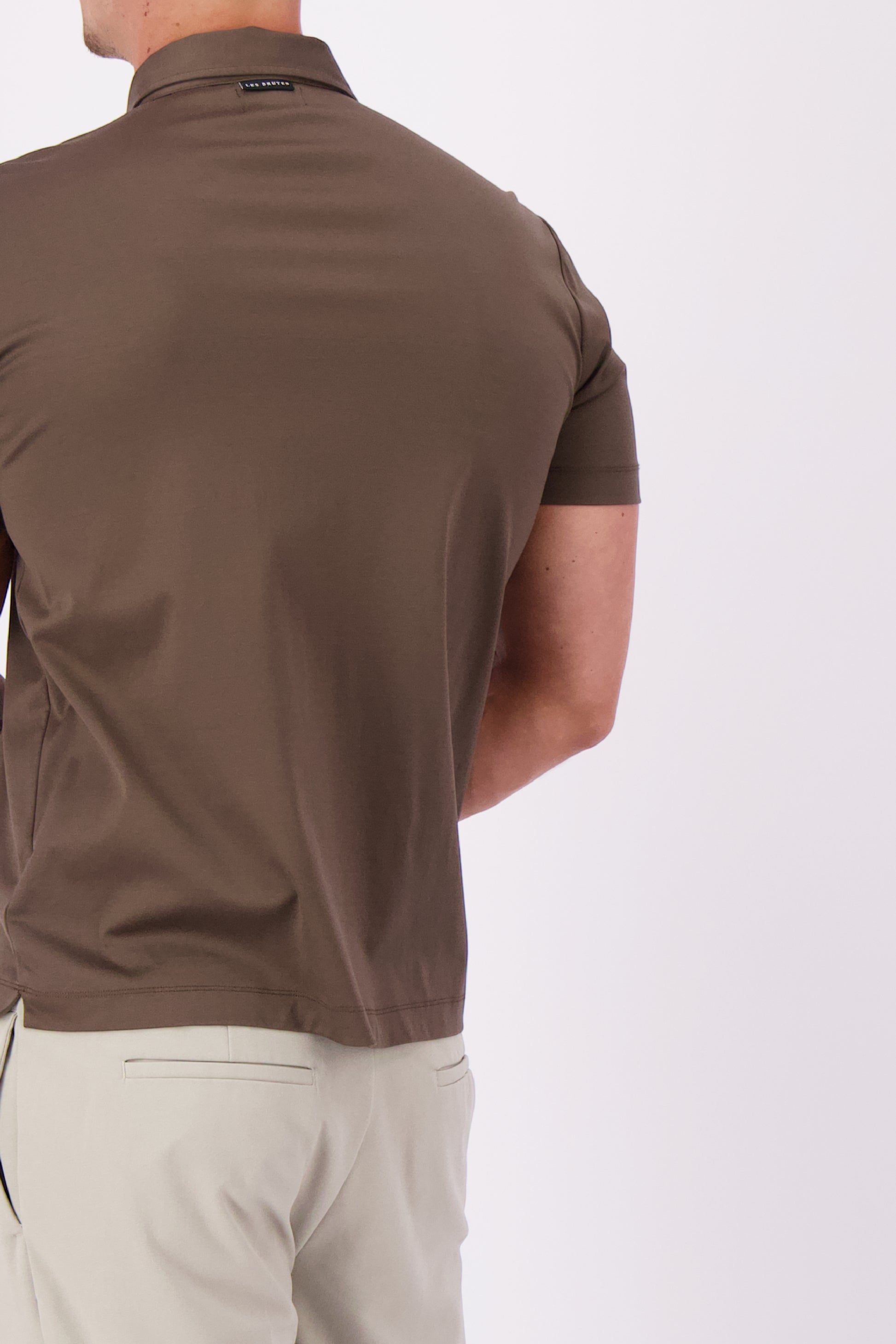 Mercerised polo coffee polo bruin heren