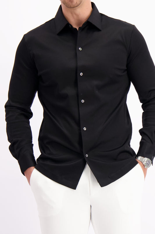 Les Brutes shirt black mercerised overhemd zwart mercerised