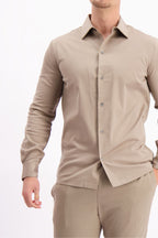Les Brutes shirt taupe mercerised overhemd taupe beige mercerised
