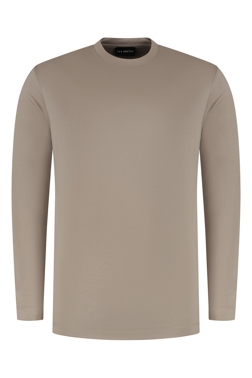 Les Brutes t-shirt longsleeve taupe tshirt lange mouw taupe mercerised