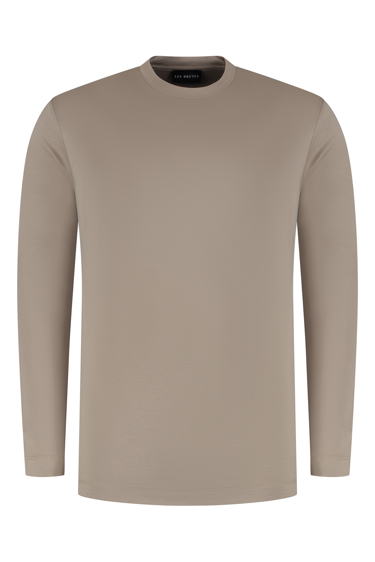 Les Brutes t-shirt longsleeve taupe tshirt lange mouw taupe mercerised