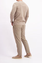 Les Brutes t-shirt longsleeve taupe tshirt lange mouw taupe mercerised