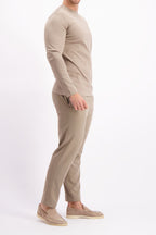 Les Brutes t-shirt longsleeve taupe tshirt lange mouw taupe mercerised