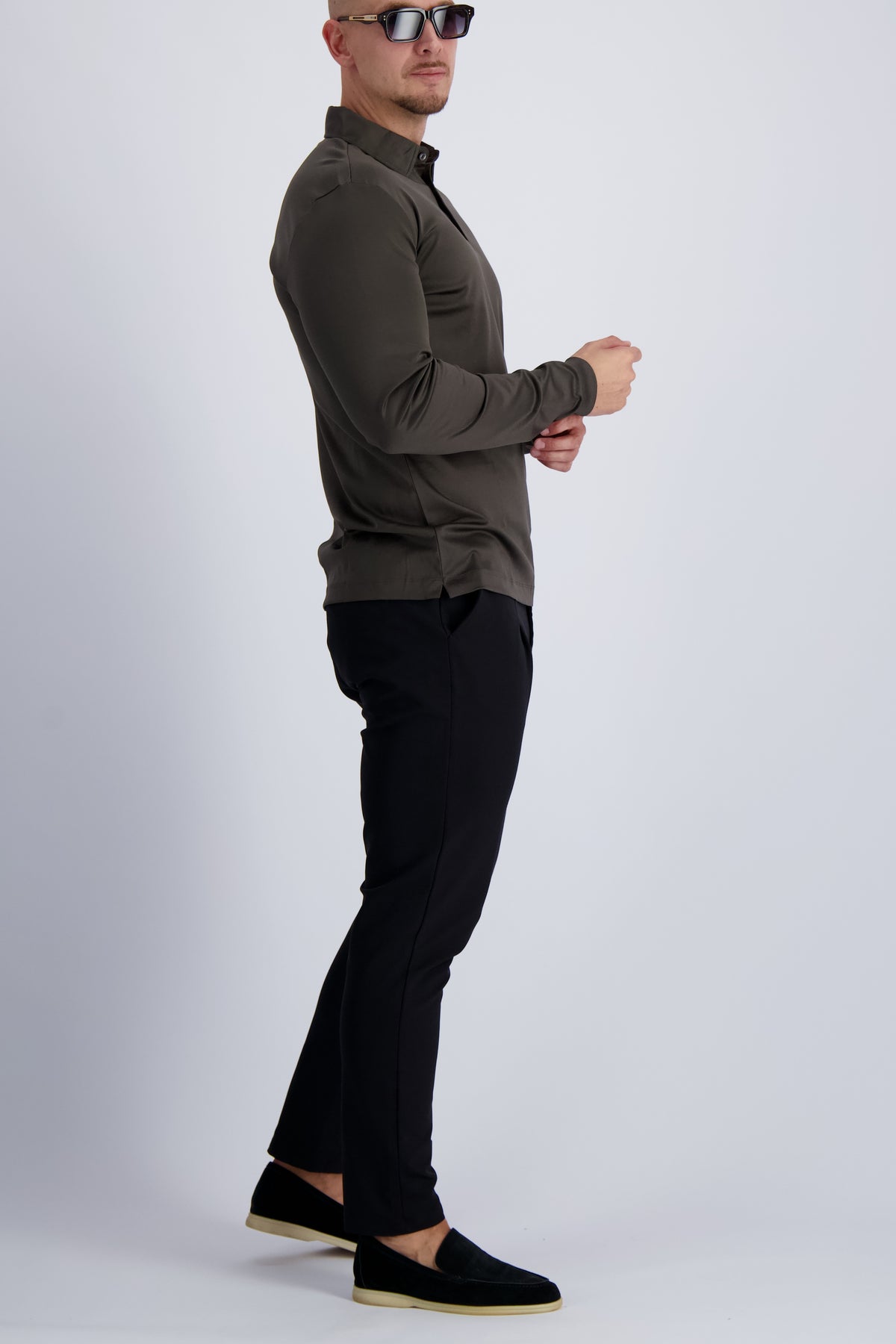 Les Brutes luxury polo in double mercerised cotton in color dark green. Premium mens wear with timeless design