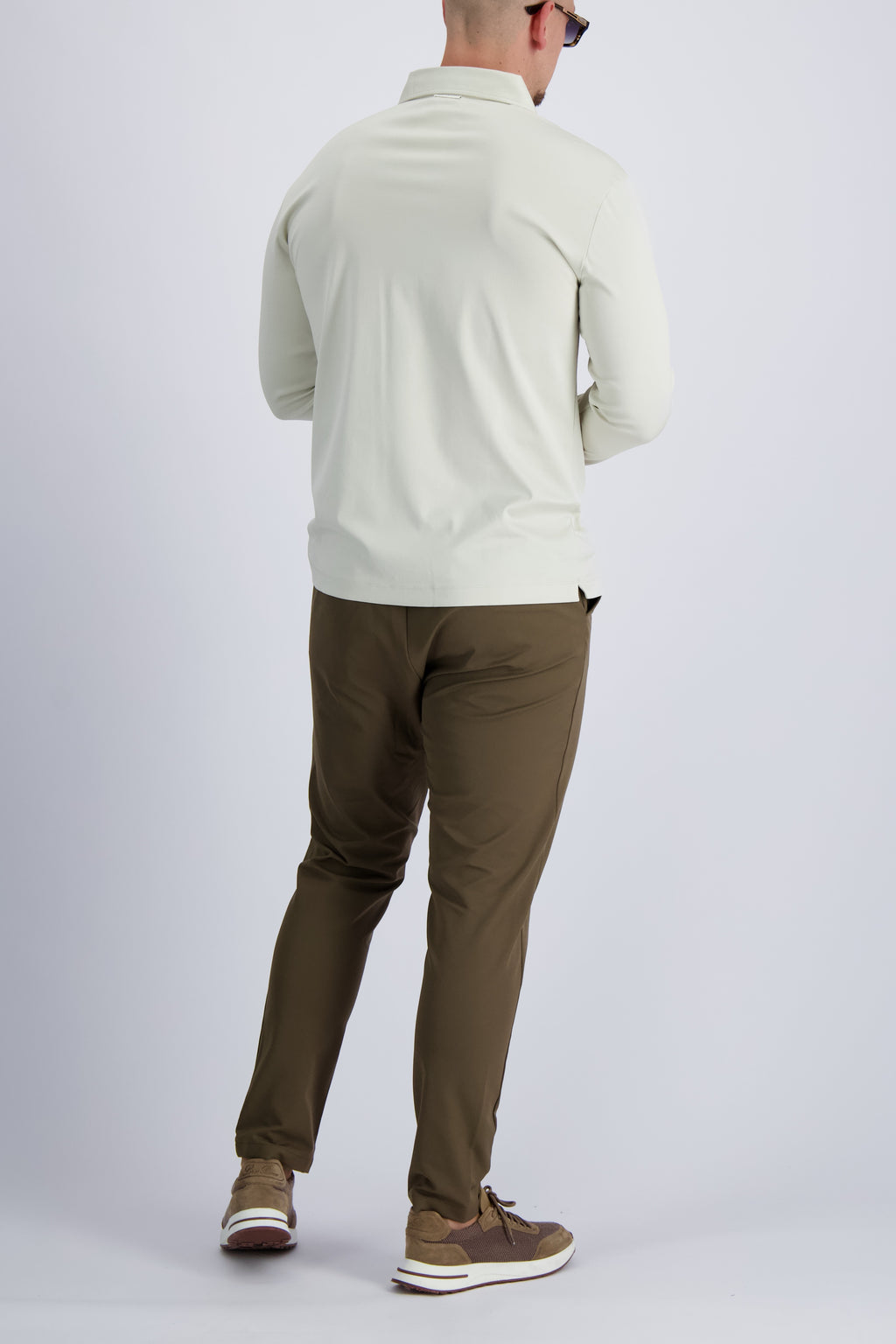 Les Brutes double mercerised cotton polo in long sleeve in color pearl white. Luxury polo and premium quality