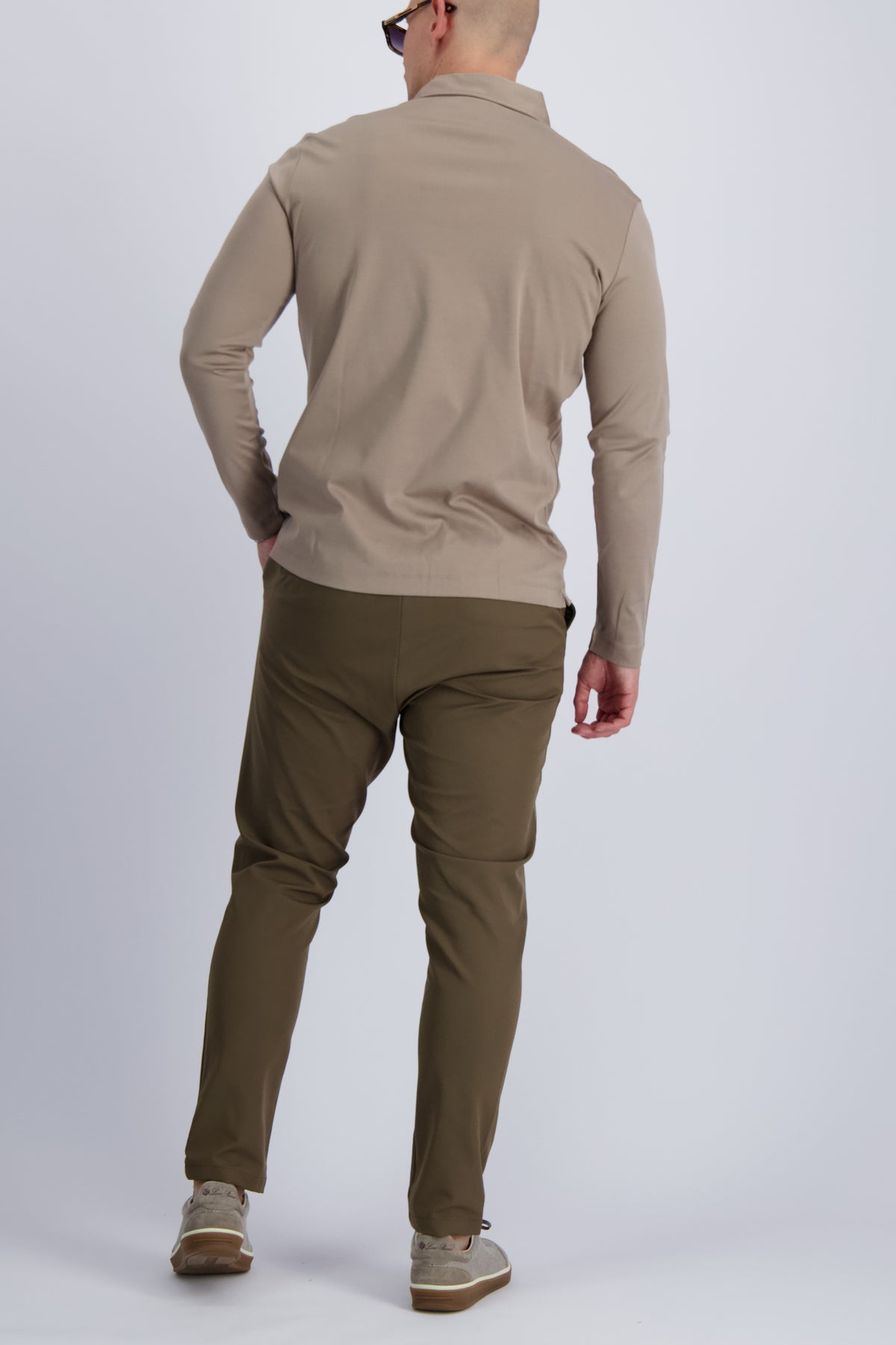 Les Brutes luxury polo in double mercerised cotton in color Taupe. Premium menswear with timeless design.