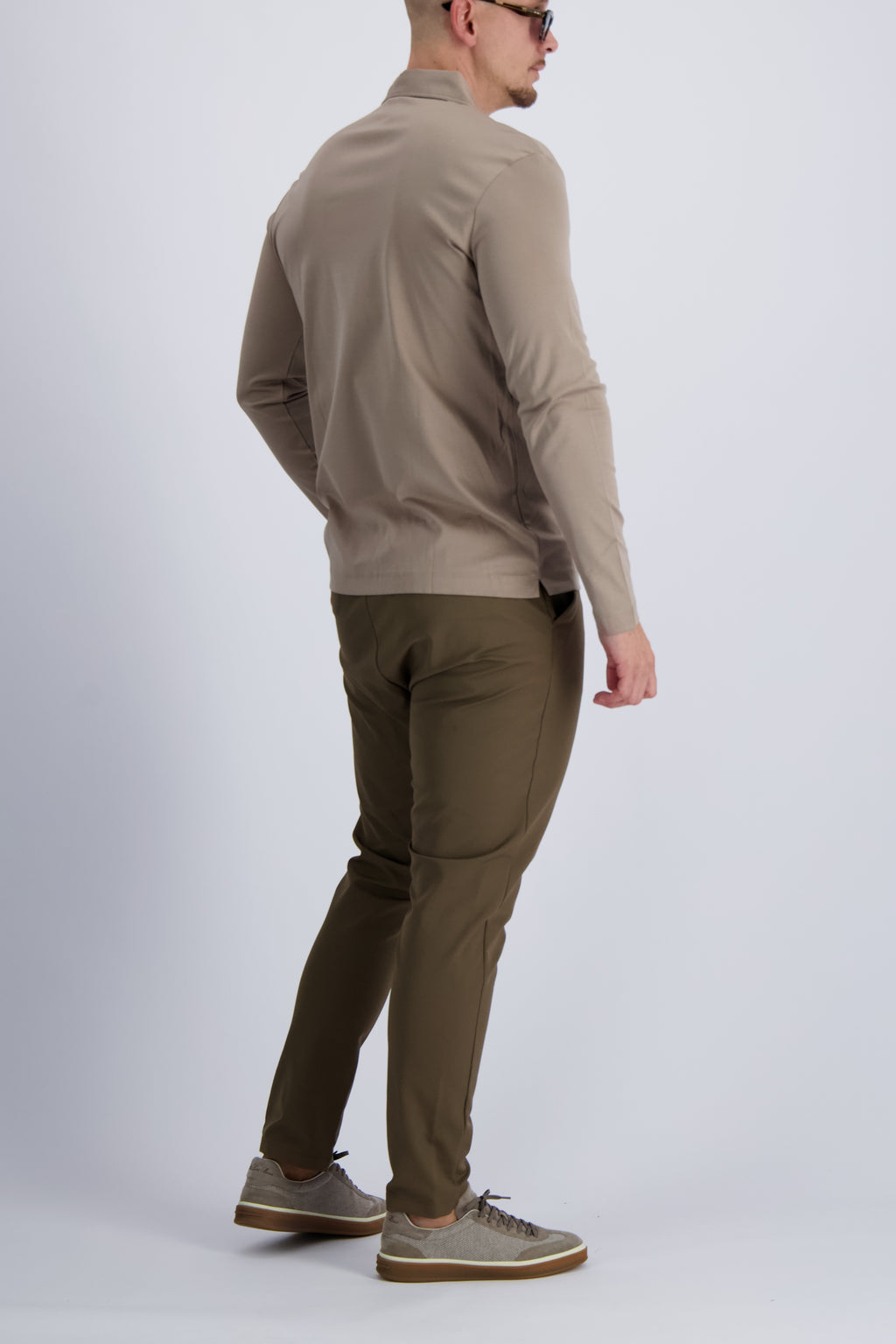 Les Brutes luxury polo in double mercerised cotton in color Taupe. Premium menswear with timeless design.