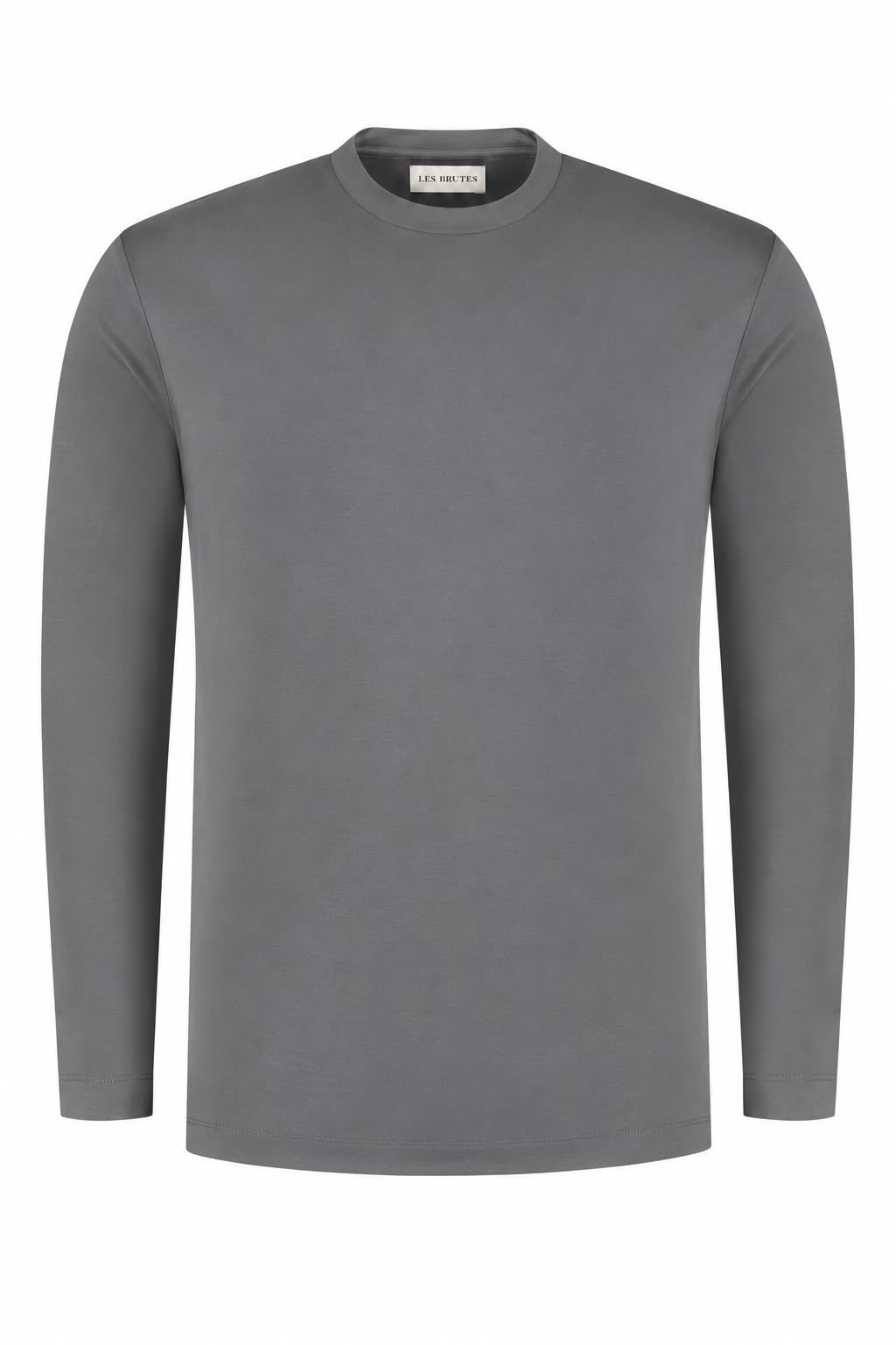 Luxury Grey T-shirt with longsleeves in mercerised cotton. Premium quality with timeless design for men. 