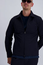 Les Brutes Premium Tech Overshirt in Navy A luxury dark blue tech fabric crafted by artisans for timeless fashion. 