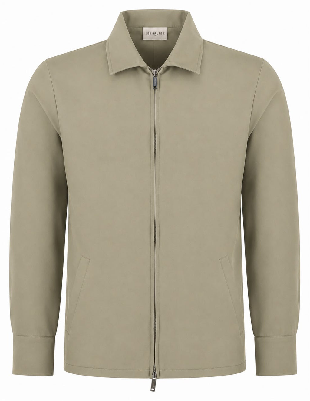Les Brutes Tech Overshirt in beige for men. A luxury overshirt for smart casual ocassions. 