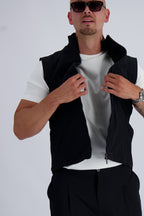Les Brutes luxury Tech Bodywarmer in black. A premium essential for men who value timeless fashion and luxury. 