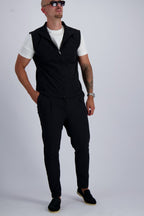 Les Brutes luxury Tech Bodywarmer in black. A premium essential for men who value timeless fashion and luxury. 