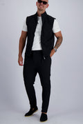 Les Brutes luxury Tech Bodywarmer in black. A premium essential for men who value timeless fashion and luxury. 